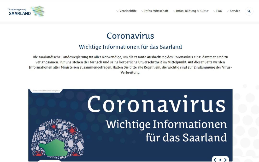 Landesregierung Saarland: Coronavirus Wichtige Informationen für das Saarland