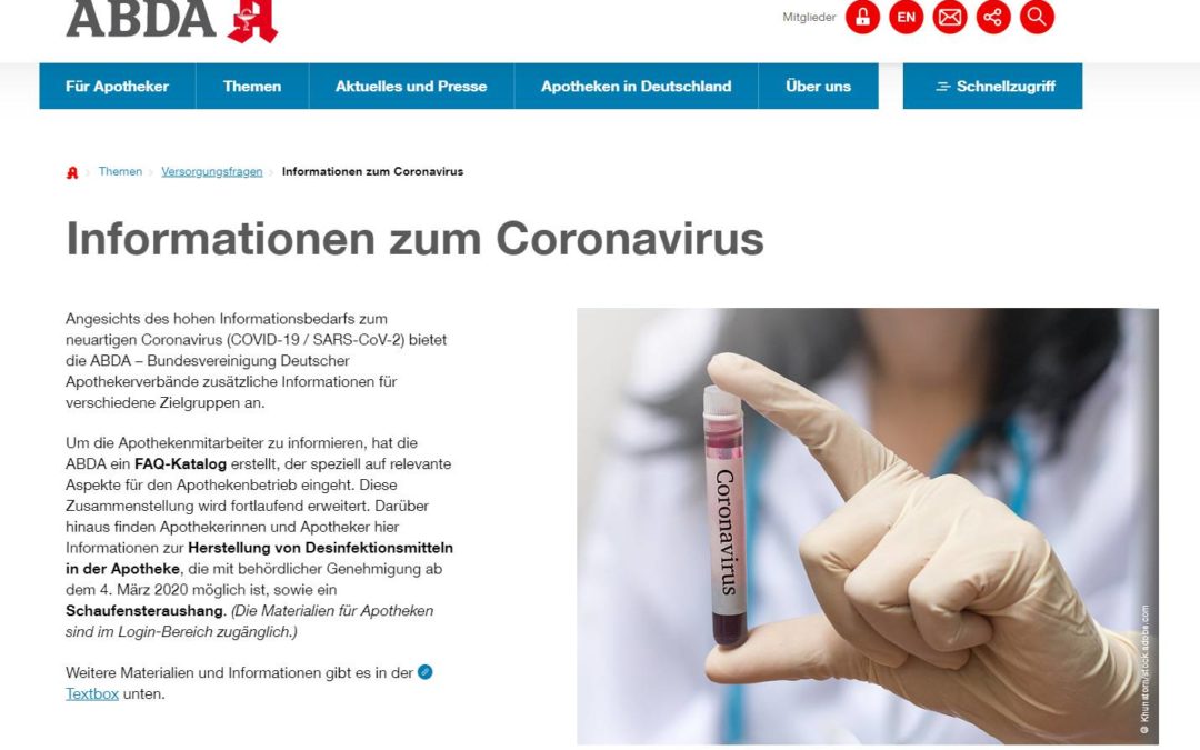 ABDA: Informationen zum Coronavirus